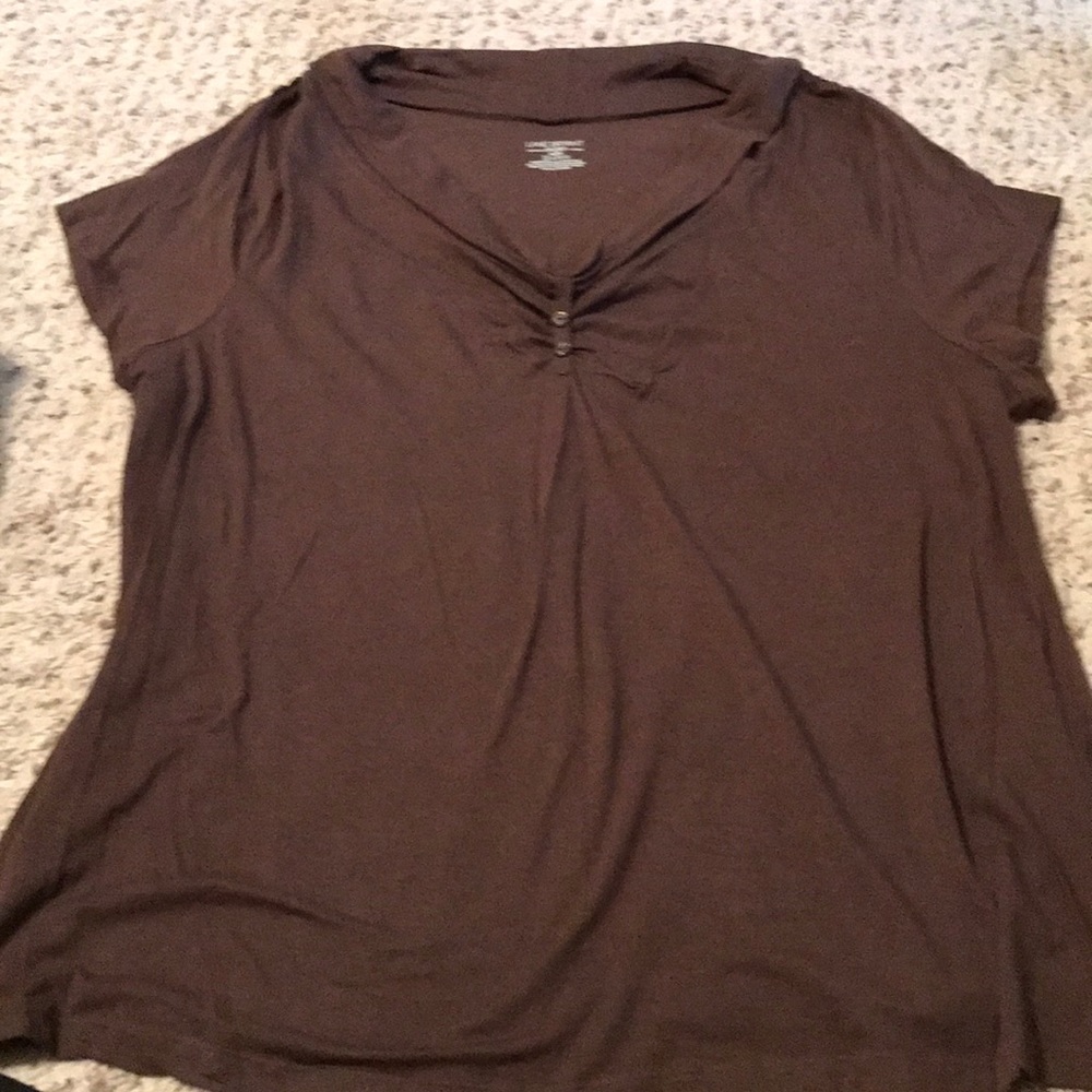 Short Sleeve Lane Bryant Top- brown
